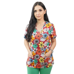 Bluza medicala imprimata Lotus 1, Sketch Flower