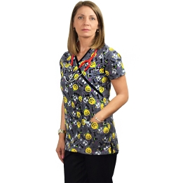Bluza medicala imprimata, editie speciala de Halloween, Lotus 1, Happy Pumpkin