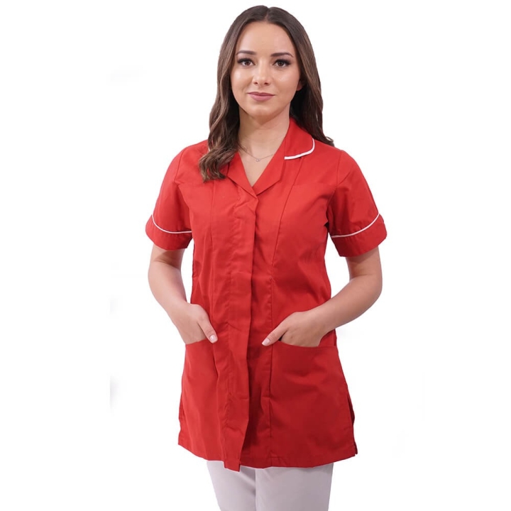 Bluza medicala fermoar/rever Lotus 1, LIR2, rosu - imagine 1