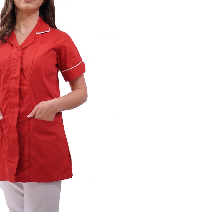 Bluza medicala fermoar/rever Lotus 1, LIR2, rosu - imagine 2