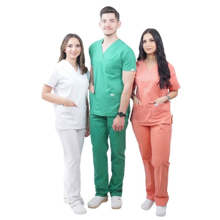 Costum medical Lotus 3, Basic 2, BBC, stretch, verde chirurgical - imagine 3