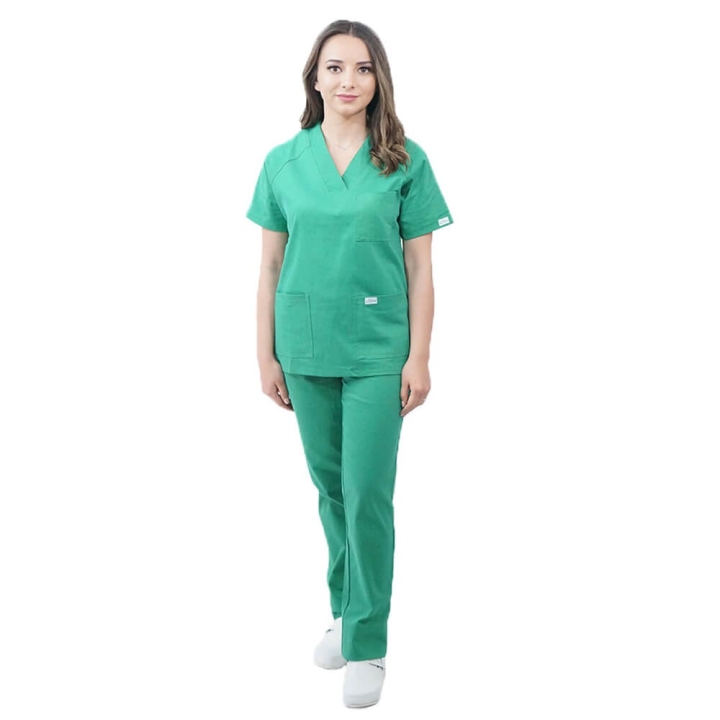 Costum medical Lotus 3, Basic 2, BBC, stretch, verde chirurgical - imagine 1