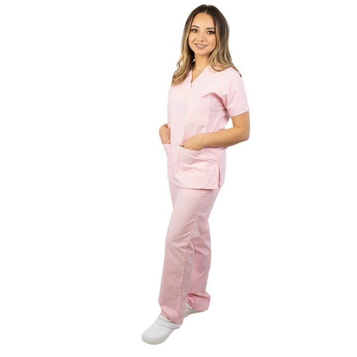 Costum medical unisex Lotus 4, Basic 2, roz - imagine 2