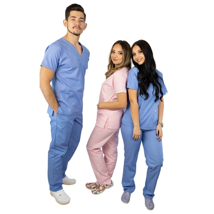 Costum medical unisex Lotus 4, Basic 2, albastru ciel - imagine 1