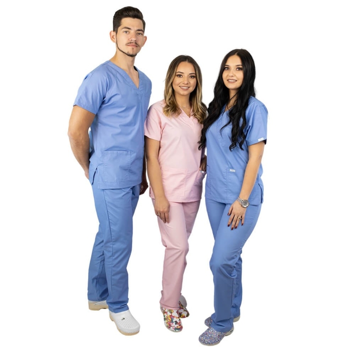 Costum medical unisex Lotus 4, Basic 2, albastru ciel - imagine 2
