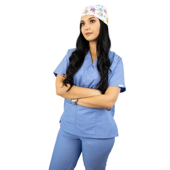 Costum medical unisex Lotus 4, Basic 2, albastru ciel - imagine 3
