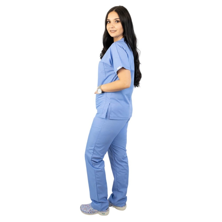 Costum medical unisex Lotus 4, Basic 2, albastru ciel - imagine 4