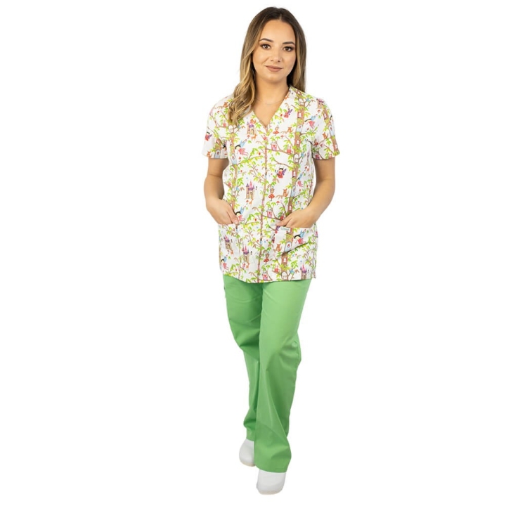 Bluza medicala imprimata Lotus 1, Fairytale - imagine 1