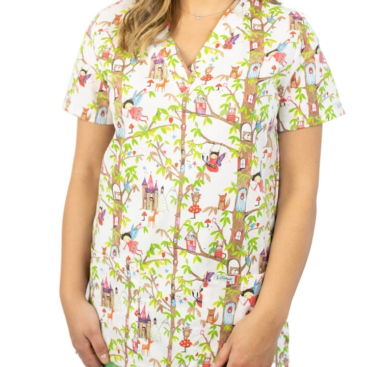 Bluza medicala imprimata Lotus 1, Fairytale - imagine 2