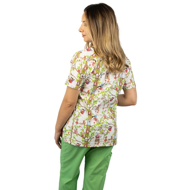 Bluza medicala imprimata Lotus 1, Fairytale - imagine 3
