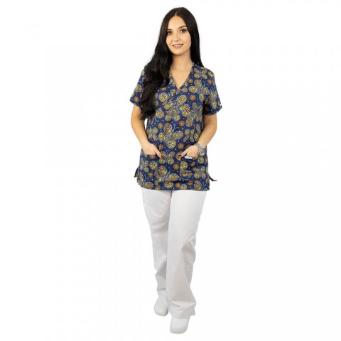 Bluza medicala imprimata Lotus 1, Tribal Butterfly