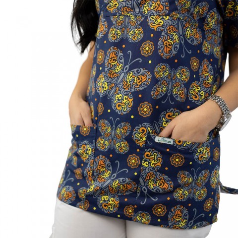 Bluza medicala imprimata Lotus 1, Tribal Butterfly