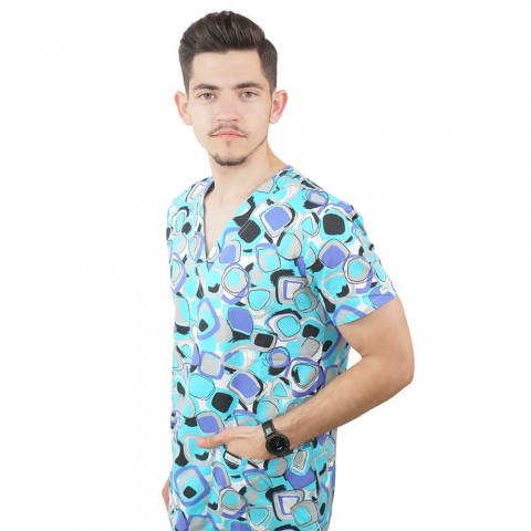 Bluza medicala imprimata Lotus 1, Geometry Fun
