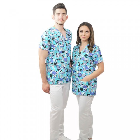 Bluza medicala imprimata Lotus 1, Geometry Fun