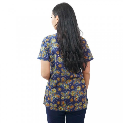 Bluza medicala imprimata Lotus 1, Tribal Butterfly