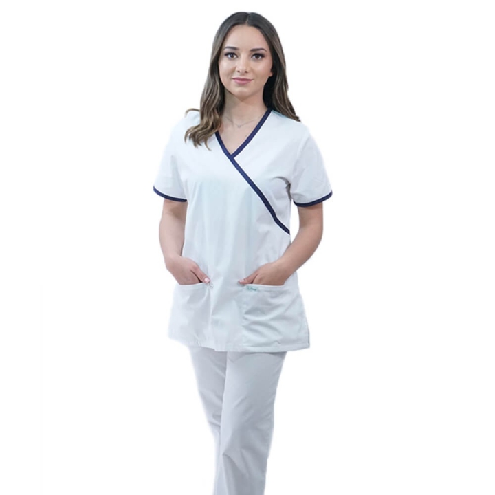 Costum medical Lotus 1, LK182 mock, alb - imagine 1