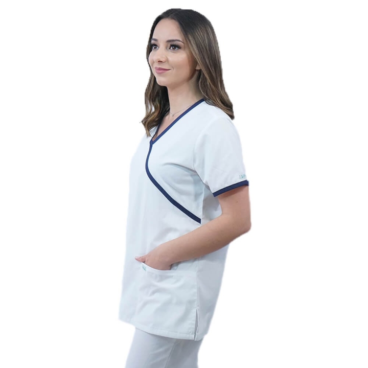 Costum medical Lotus 1, LK182 mock, alb - imagine 3